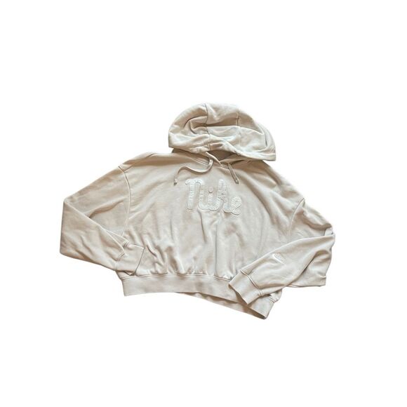 Nike Cream Cropped Hoodie – Embroidered Logo – Size Large - Picture 1 of 4